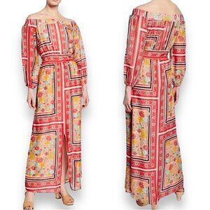 NWT Anthropologie Laia Dea Long Sleeve Floral Printed Silk Pink & Yellow Dress